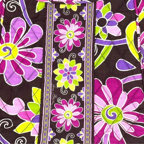 Vera Bradley Shoulder Tote Bag Purple Punch Floral Quilted Purse Pockets Retired - Picture 16 of 16